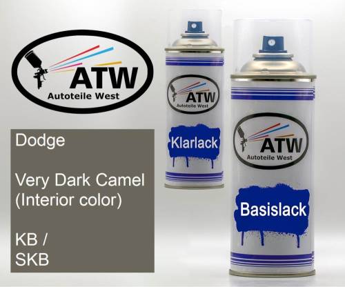Dodge, Very Dark Camel (Interior color), KB / SKB: 400ml Sprühdose + 400ml Klarlack - Set, von ATW Autoteile West.